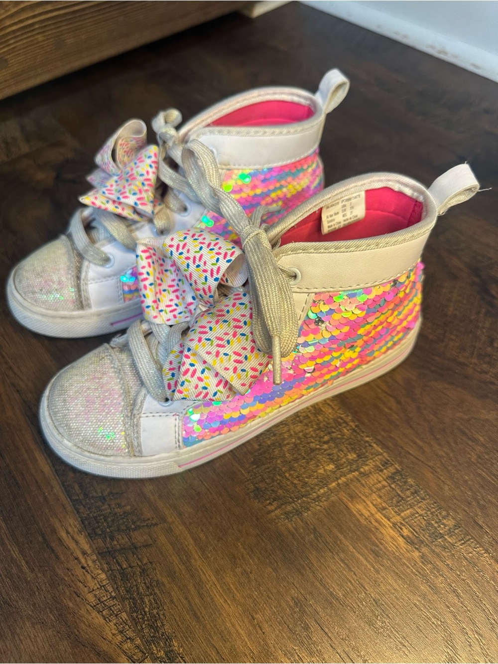 Kids Sequin High-Top Sneakers - Pink Multicolor